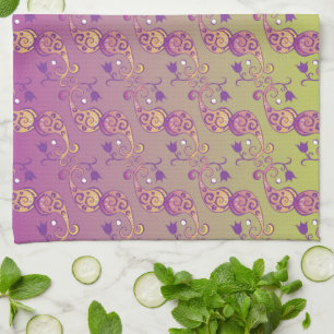 Linge De Cuisine Abstrait Pastel vert et rose pâtissier floral