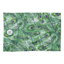 Abstrait Peacock Feathers Motif Monogramme