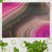 Linge De Cuisine Abstrait rose et noir avec perruques d'or (Plié)