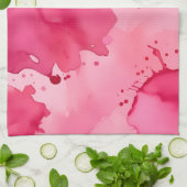 Linge De Cuisine Abstrait rose sur rose (Plié)