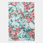 Linge De Cuisine Abstrait rouge et turquoise (Vertical)