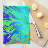 Linge De Cuisine Abstrait Splashing Rainbow Liquid (Quart Plié)