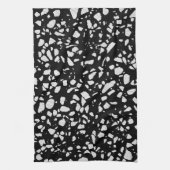 Linge De Cuisine Abstrait Terrazzo Mosaic Motif noir et blanc (Vertical)
