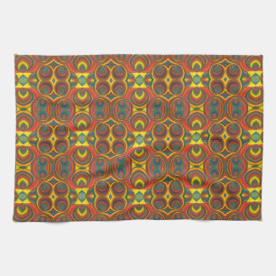 Linge De Cuisine Abstraite ethnie bohème rouge orange jaune