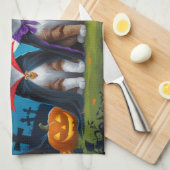 Linge De Cuisine Abyssinian Chats Citrouille Halloween Funny (Quart Plié)