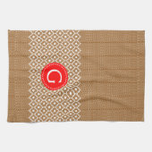 Linge De Cuisine Accent Rouge Quatrefoil Brown Et Blanc (Horizontal)