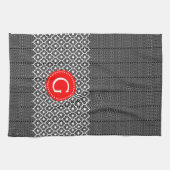 Linge De Cuisine Accent Rouge Quatrefoil Noir Et Blanc (Horizontal)