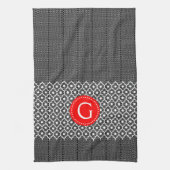 Linge De Cuisine Accent Rouge Quatrefoil Noir Et Blanc (Vertical)