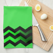 Linge De Cuisine Accent vert et noir sur vert clair (Quart Plié)