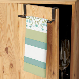 Linge De Cuisine Accentuation florale turquoise