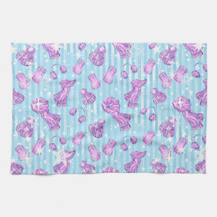 Linge De Cuisine Accessoires d'hiver mignons bleu et violet aquarel