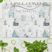 Linge De Cuisine Accueil confortable Noël Turquoise ID985 (Plié)