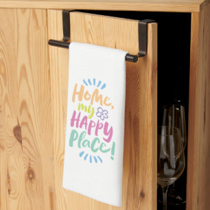 Linge De Cuisine ACCUEILLE mon Happy Place ! Joyeuse lettre colorée