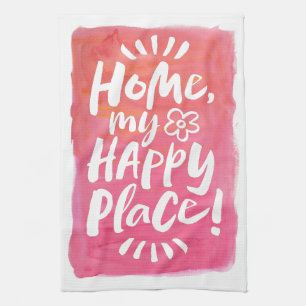 Linge De Cuisine ACCUEILLE mon Happy Place ! Moto rose aquarelle