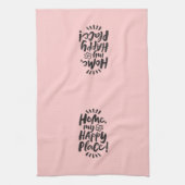Linge De Cuisine ACCUEILLE mon Happy Place ! Paris Chic rose noir (Vertical)