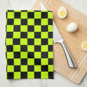 Linge De Cuisine Acid green black checkerboard pattern (Quart Plié)