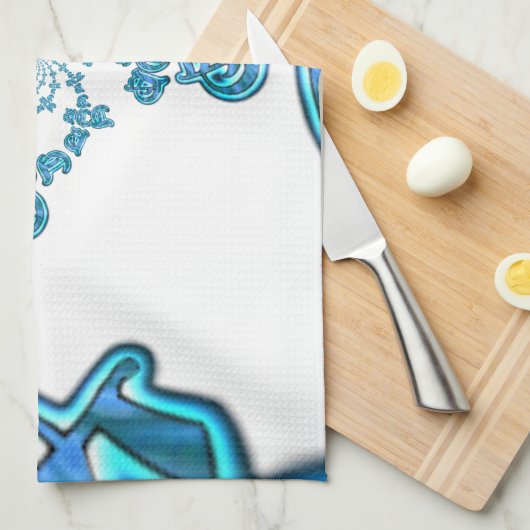 Linge De Cuisine Action Cyan Turquoise Graffiti Abstrait Imprimer (Quart Plié)