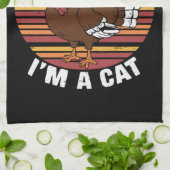 Linge De Cuisine Action de grâce drôle dinde faux chat rétro  (Plié)
