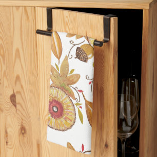 Linge De Cuisine Action de grâce Gland Automne Humeur Aquarelle