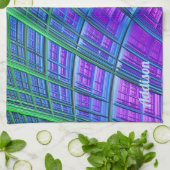 Linge De Cuisine ADDISON ~ Violet Vert Bleu ~ Cuisine ORIGINALE (Plié)
