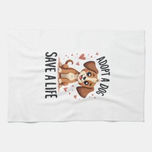 Linge De Cuisine Adopter un chien sauve une vie Vintage chiot migno