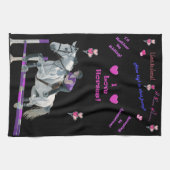 Linge De Cuisine Adorable cheval à thème rose et violet American Mo (Horizontal)