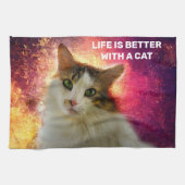 Linge De Cuisine Adorable Cute Calico Chat (Horizontal)