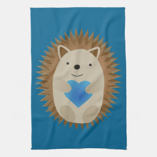 Linge De Cuisine Adorable Hérisson embrassant un Coeur Bleu