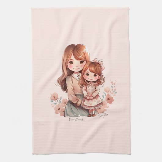 Linge De Cuisine Adorable maman et fille Bond (Vertical)