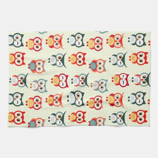 Linge De Cuisine Adorable Motif de Chouette à épave de dessin (Horizontal)