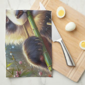 Linge De Cuisine Adorable Ours De Panda Mangeant Bambou (Quart Plié)