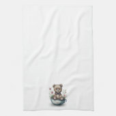 Linge De Cuisine Adorable ours en peluche dans un Teacup avec fleur (Vertical)