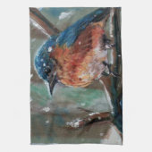 Linge De Cuisine Adorable Petit Oiseau bleu de l'Est Chant (Vertical)