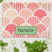 Linge De Cuisine Adorable retro pattern in pink l monogrammed (Plié)