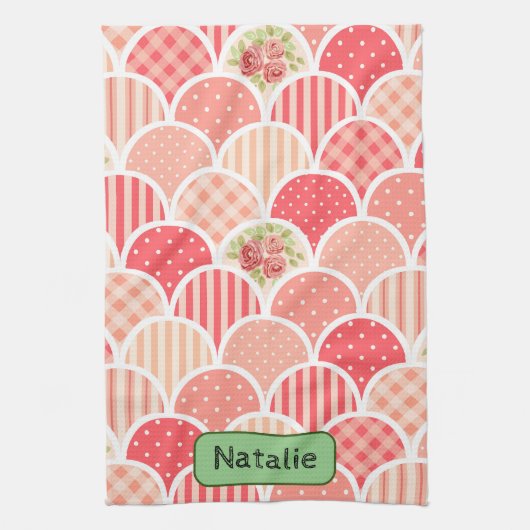 Linge De Cuisine Adorable retro pattern in pink l monogrammed (Vertical)