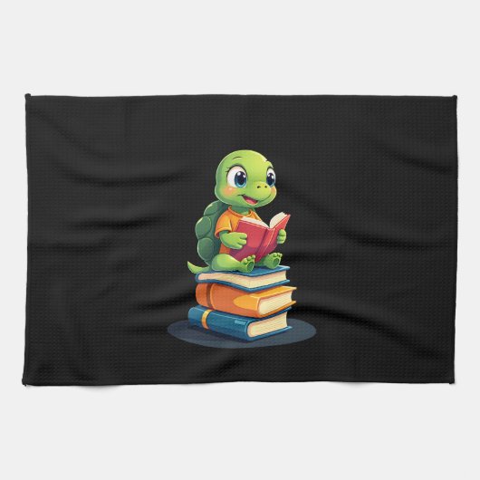 Linge De Cuisine Adorable Turtle Reading Books (1) (Horizontal)