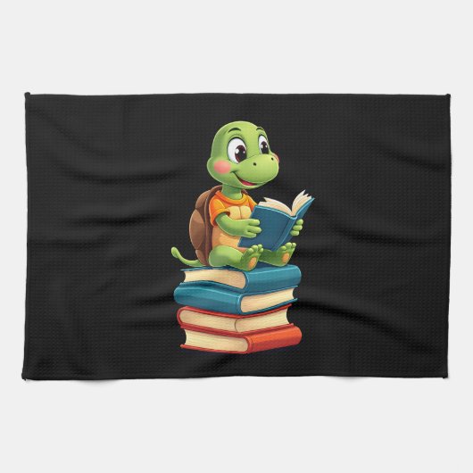 Linge De Cuisine Adorable Turtle Reading Books (4) (Horizontal)