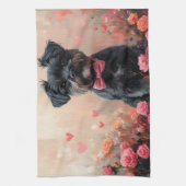 Linge De Cuisine Affenpinscher avec des roses - Saint-Valentin (Vertical)