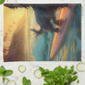 Linge De Cuisine Affenpinscher Beach Surf Peinture (Plié)