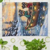 Linge De Cuisine Affenpinscher Dog Christmas Boat Holiday (Plié)