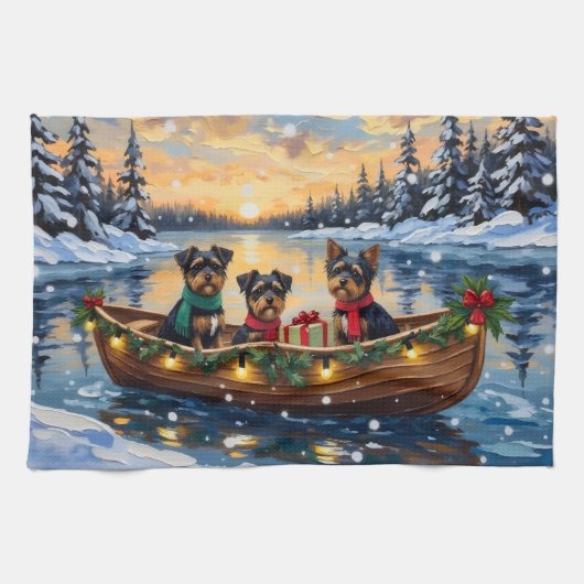Linge De Cuisine Affenpinscher Dog Christmas Boat Holiday (Horizontal)
