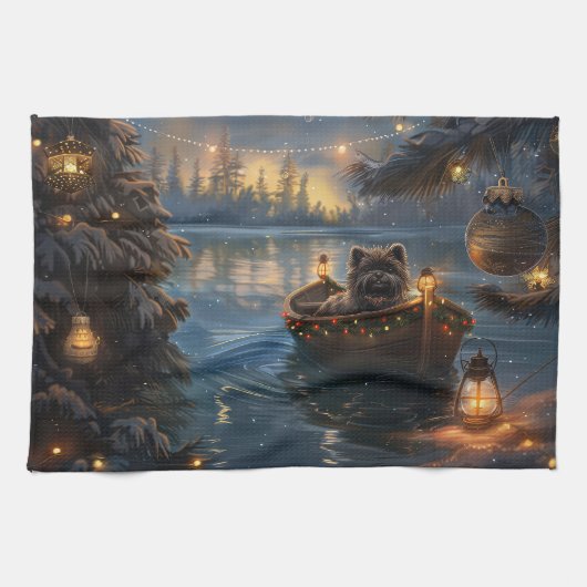 Linge De Cuisine Affenpinscher Festive Christmas Voyage (Horizontal)