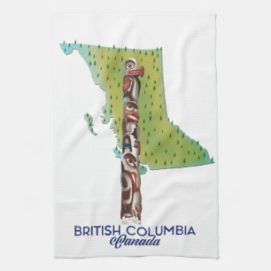 Linge De Cuisine Affiche de carte de la Colombie-Britannique Canada