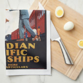 Linge De Cuisine affiche de migration des navires à vapeur Retro Ca (Quart Plié)