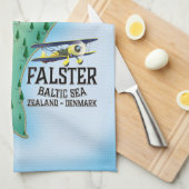 Linge De Cuisine Affiche de voyage de Falster Island Danemark. (Quart Plié)