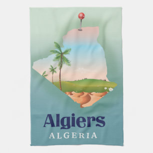 Linge De Cuisine Affiche de voyage de la carte algérienne d'Alger