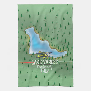 Linge De Cuisine Affiche de voyage du lac de Varèse, Lombardie, Ita