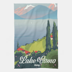 Linge De Cuisine Affiche de voyage style vintage Lac de Côme Italie