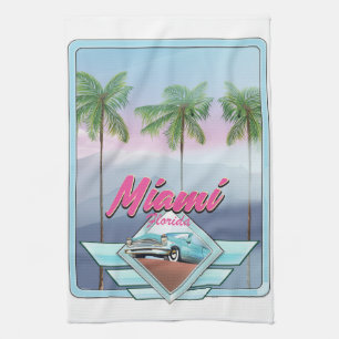 Linge De Cuisine Affiche de voyage vintage Miami Floride