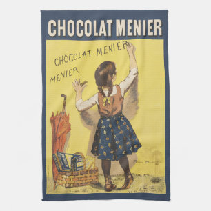 Linge De Cuisine Affiche vintage 1892 Chocolat Menier Jeune Fille f